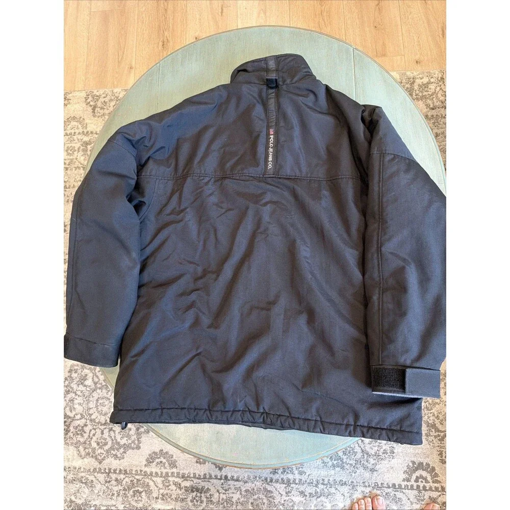 Y2K Polo Jeans Co Ralph Lauren Black Zip Jacket Mens L Nylon